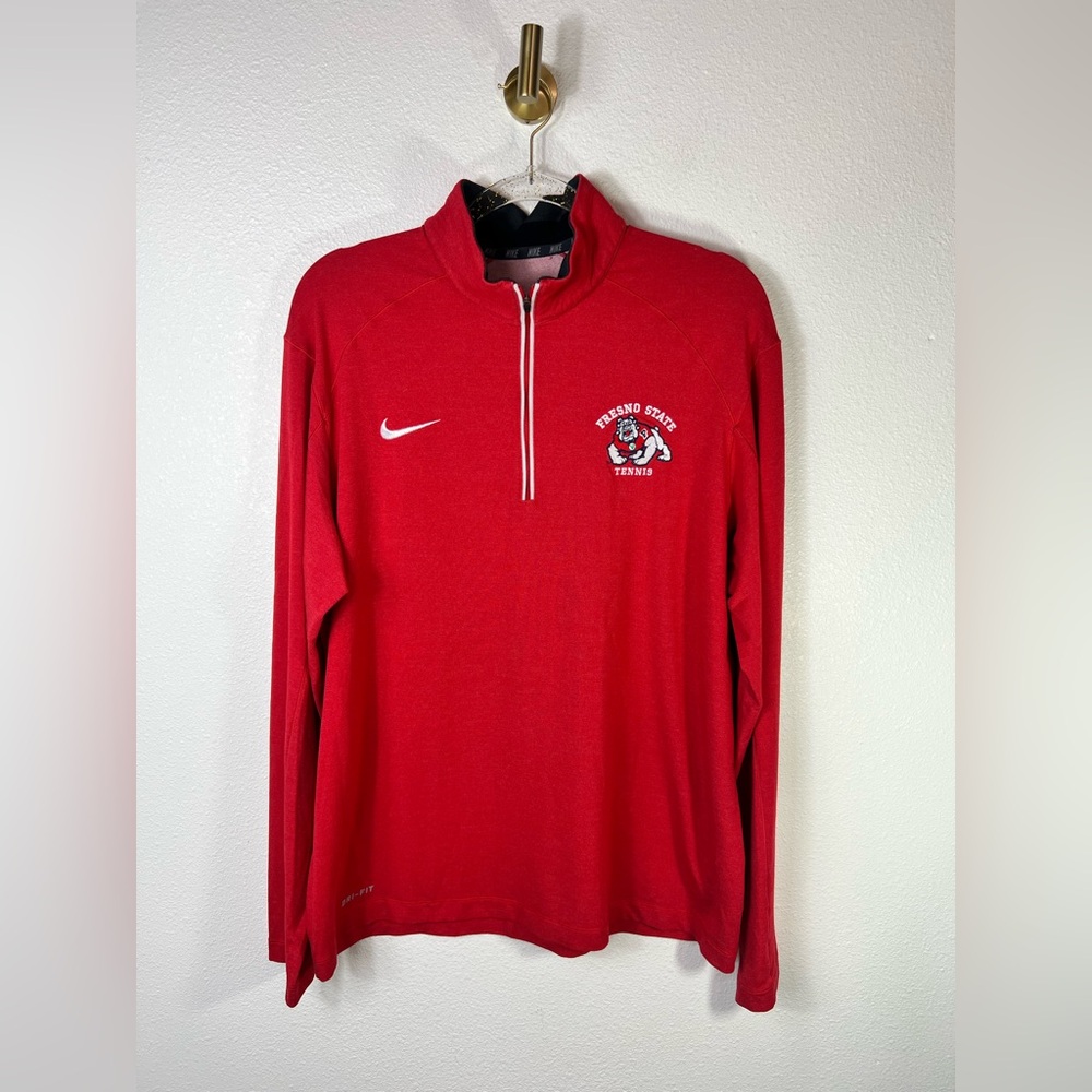 Nike UNISEX Red Fresno State Tennis Quarter Zip Pullover Sweater Size L